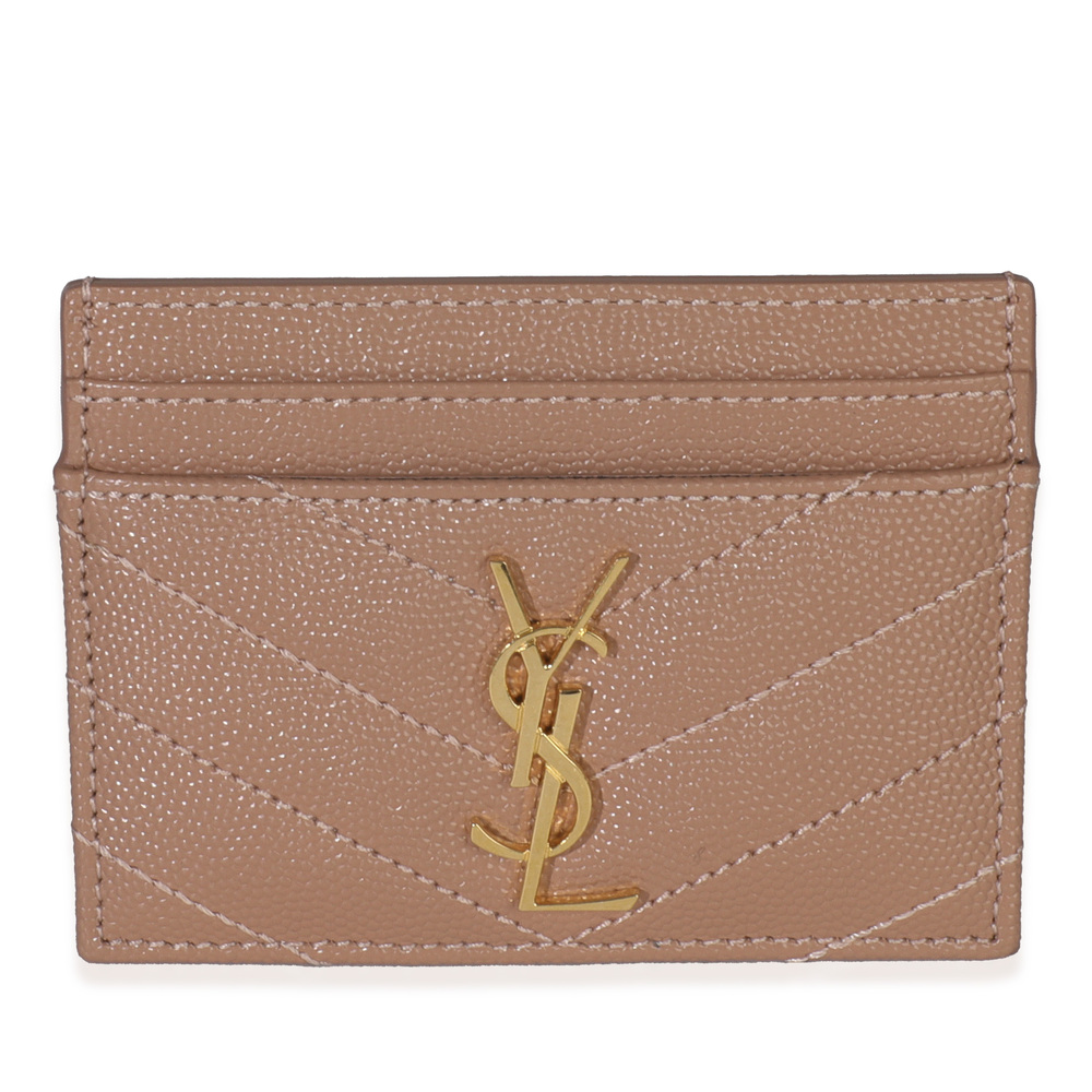 Saint Laurent Pale Pink Grain De Poudre Matelasse Cassandre Card Case - Picture 2 of 4